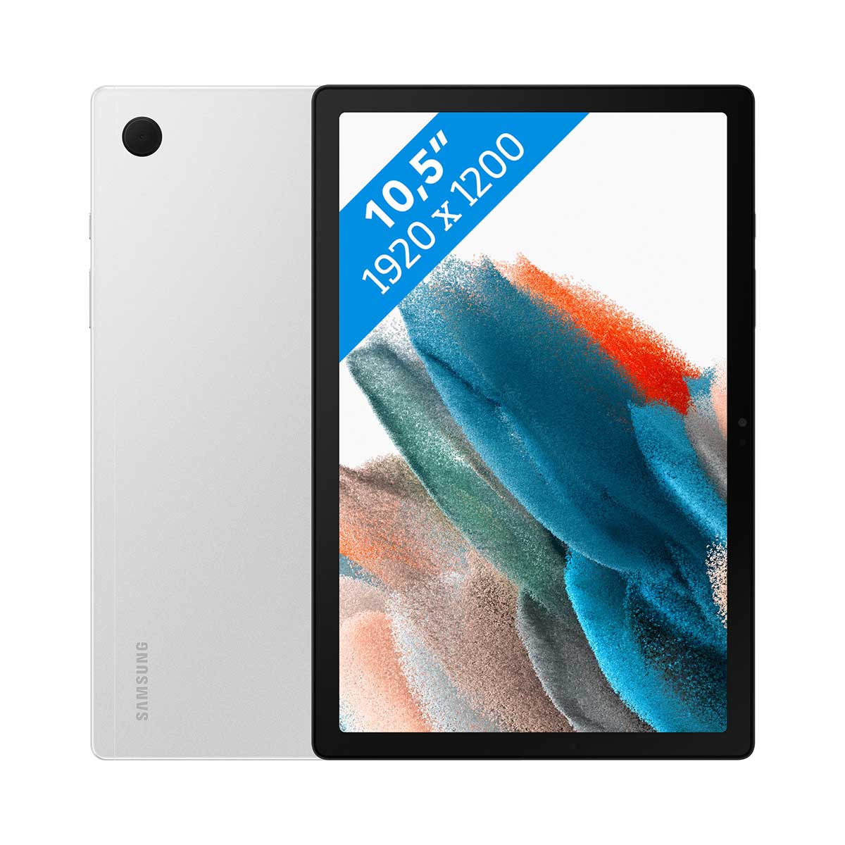 Front and back view of Samsung Galaxy Tab in white