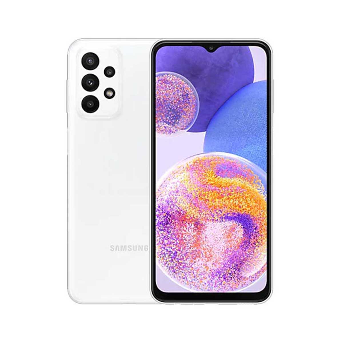 Front and back view of Samsung Galaxy S22 Ultra in white