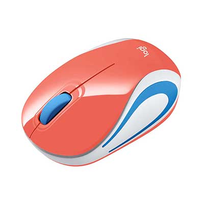 Logitech - M187 Mini Wireless Optical Mouse with Ambidextrous Design, Coral
