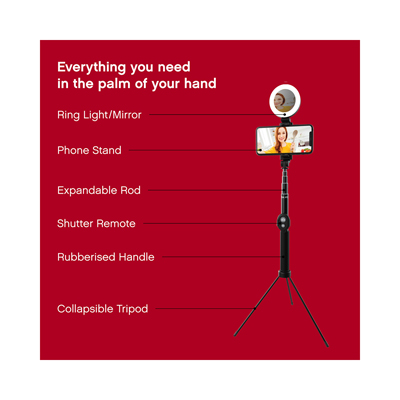 Tzumi - Selfie Stick, 5.5 Feet, Bluetooth
