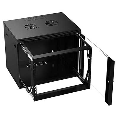 Sabrent - 9U IT Wall Mount Rack Enclosure 3 Compartments in 1, 19 Inch Server Cabinet, Black