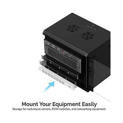 Sabrent - 9U IT Wall Mount Rack Enclosure 3 Compartments in 1, 19 Inch Server Cabinet, Black