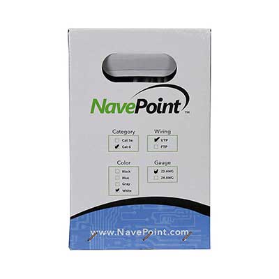 NavePoint - Cat6 (CCA), 500ft, Solid Bulk Ethernet Cable, 550MHz, 23AWG 4 Pair, Unshielded Twisted Pair, White