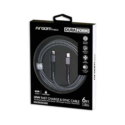 Argomtech - Dura form Type-C to lightning fast charge cable 1.8M/6FT