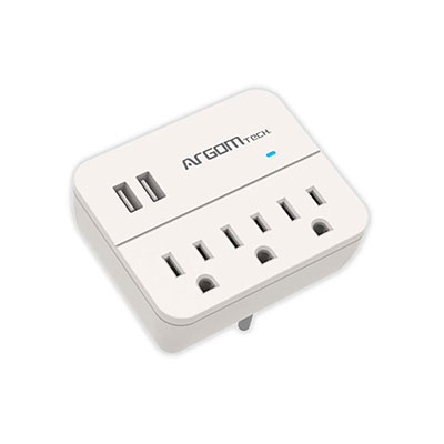 Aegomtech - Surge Protector charging station 3-Outlets/2-USB, White