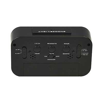 RCA - Portable Alarm Clock with Auto Night Light Sensor, Temperature & Calendar