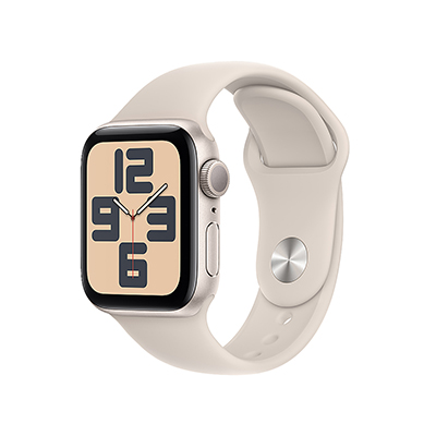 Apple - Watch SE (2023) GPS 40mm Starlight Aluminum Case with Starlight Sport Band - S/M