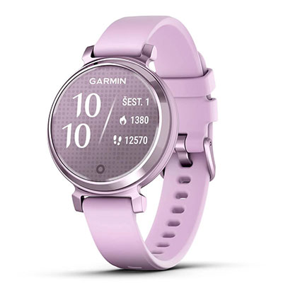 Garmin - Lily 2 Smartwatch 34 mm Anodized Aluminum - Metallic Lilac with Lilac Silicone Band