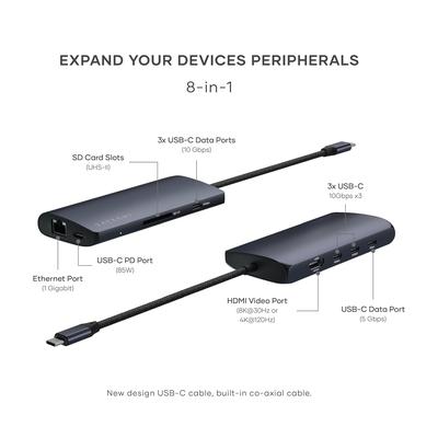 Satechi - USB-C Multiport Adapter 8K With Ethernet V3 - Black