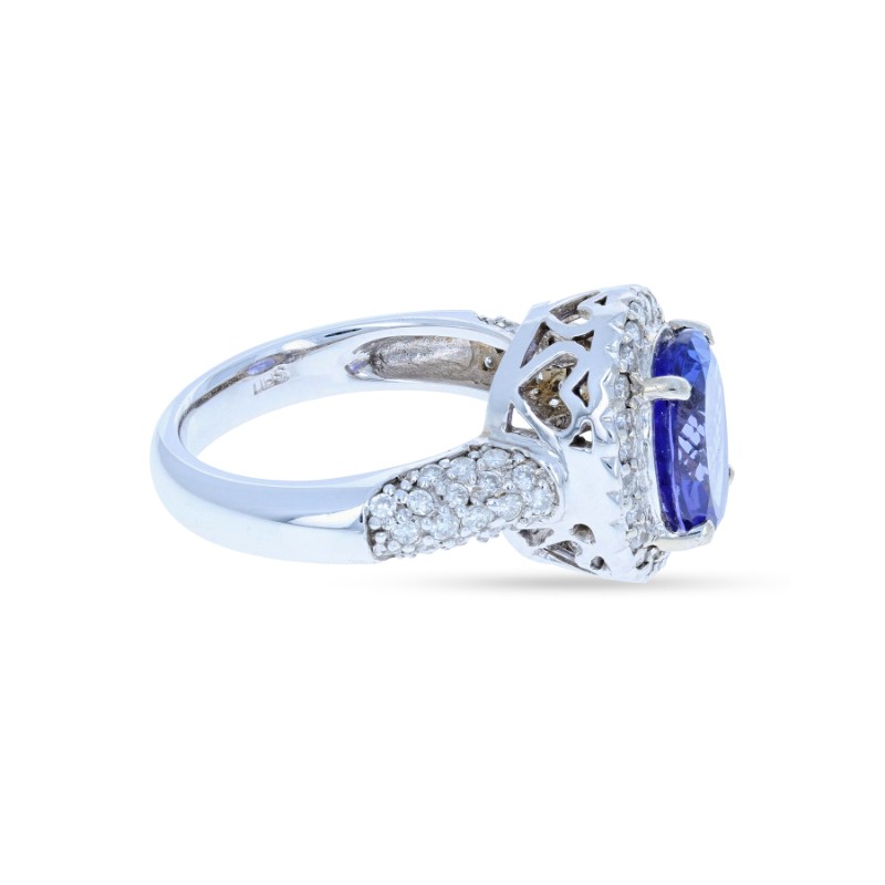 Oval Tanzanite & Round Diamond Ring 18KT