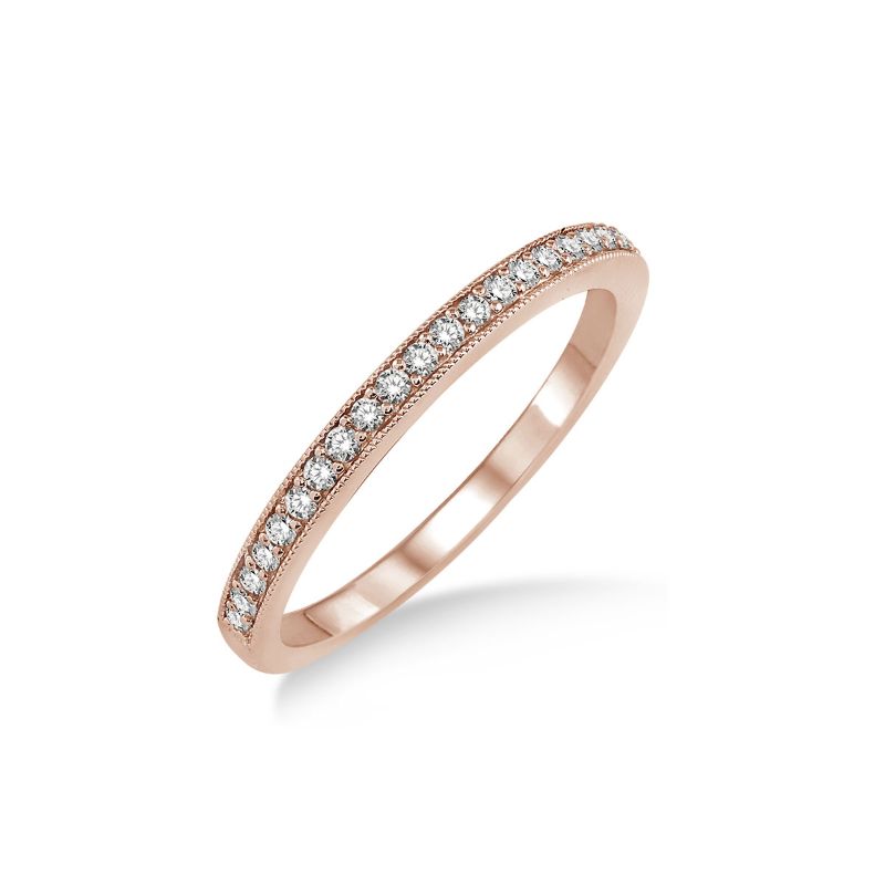 Rose Gold Prong Set Milgrain Diamond Band 14KT, 0.20 Carats