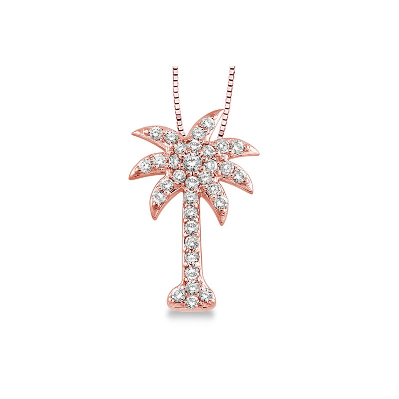 Rose Gold Diamond Palm Tree Pendant 14KT, 0.50 Carats