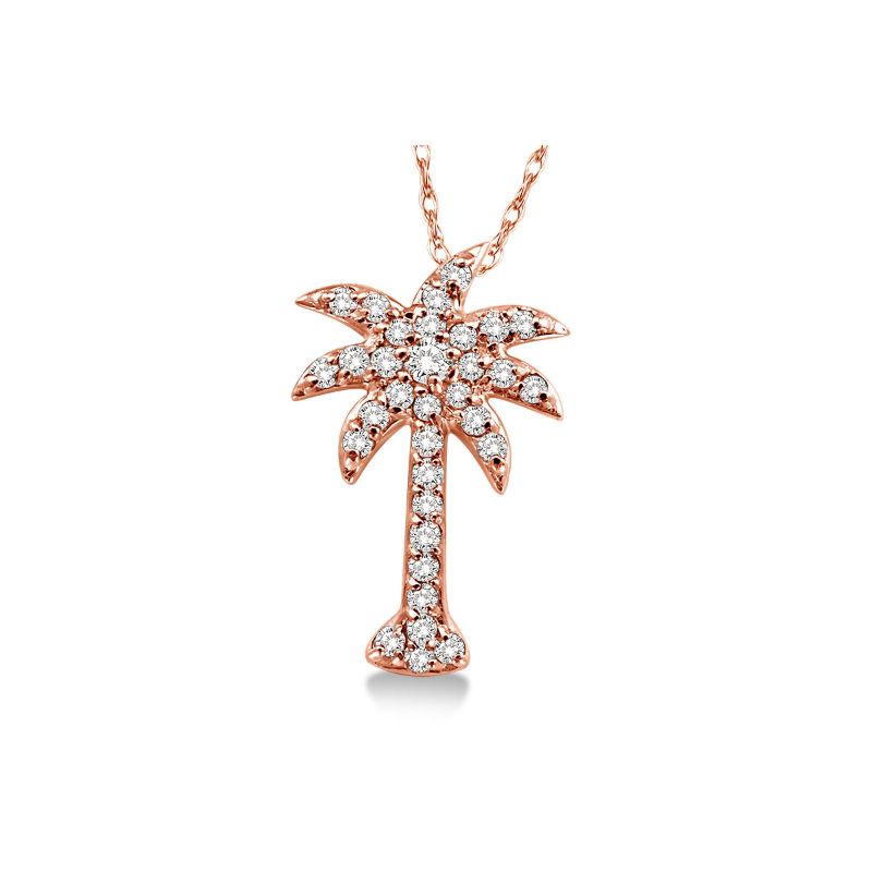 Rose Gold Diamond Palm Tree Pendant 14KT, 0.20 Carats