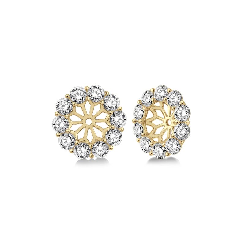 Yellow Gold Classic Diamond Earring Jackets 14KT, 1.50 Carats