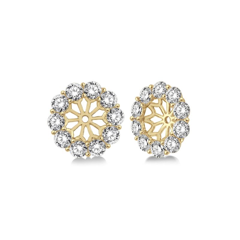 Yellow Gold Classic Diamond Earring Jackets 14KT, 2.00 Carats