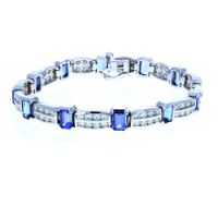 Channel-Set Tanzanite and Diamond Bracelet 14KT