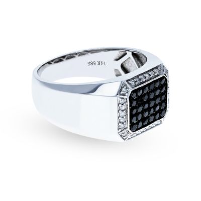 White Gold Mens Black Diamond Ring 14KT