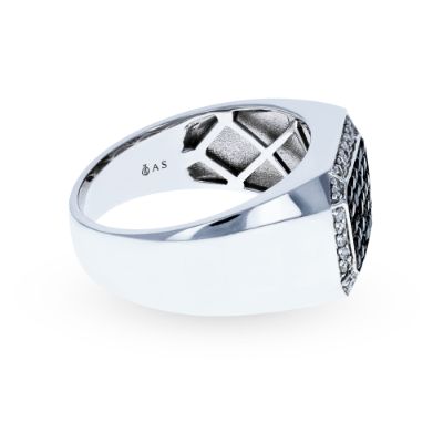 White Gold Mens Black Diamond Ring 14KT