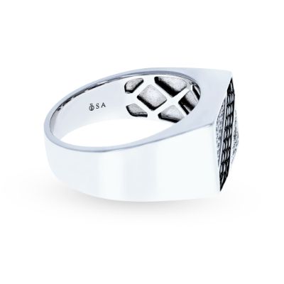 White Gold Mens Black Diamond Ring 14KT