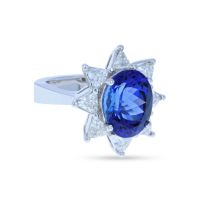 14KT White Gold Tanzanite & Diamond Ring - 5.90