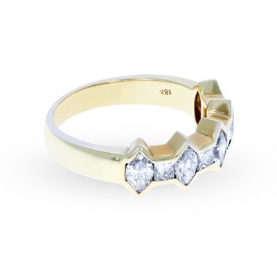 Yellow Gold Marquise and Princess Diamond Band 18KT