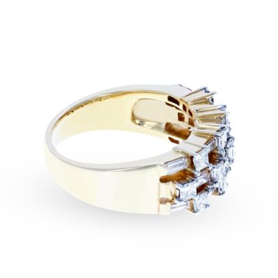 Yellow Gold 3 Row Diamond Ring 18KT