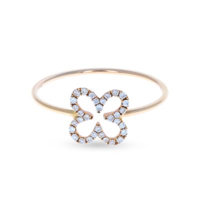 Yellow Gold Clover Diamond Ring 18KT