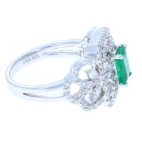 Antique-Look Emerald & Diamond Ring 18KT