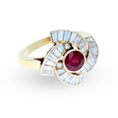 Turbine Ruby Diamond Ring 18KT