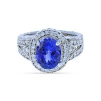 Estate-Look Tanzanite & Diamond Ring 18KT