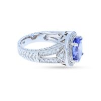 Estate-Look Tanzanite & Diamond Ring 18KT
