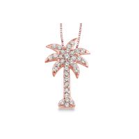 Rose Gold Diamond Palm Tree Pendant 14KT, 0.50 Carats