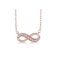 Rose Gold Infinity Diamond Necklace 14KT, 0.15 Carats