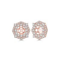 Rose Gold Double Halo Diamond Earring Jackets 14KT, 1.80 Carats
