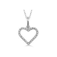 White Gold Diamond Heart Pendant 14KT, 0.10 Carats