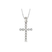 Yellow Gold Bezel Set Diamond Cross Pendant 14KT, 0.25 Carats