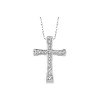 White Gold Diamond Cross Pendant 14KT, 0.15 Carats