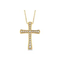 Yellow Gold Diamond Cross Pendant 14KT, 0.15 Carats