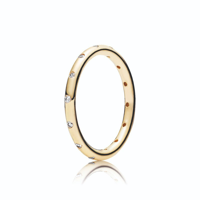 Droplets Stackable Ring, Polished 14K Gold & CZ