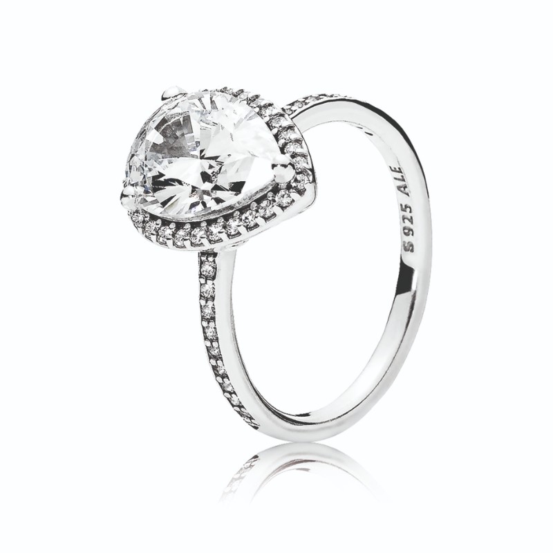 Radiant Teardrop Ring, Clear CZ
