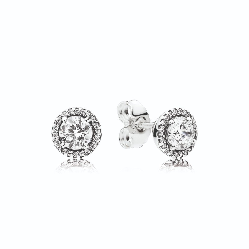 Classic Elegance Stud Earrings, Clear CZ