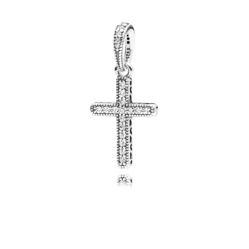Classic Cross Pendant, Clear CZ