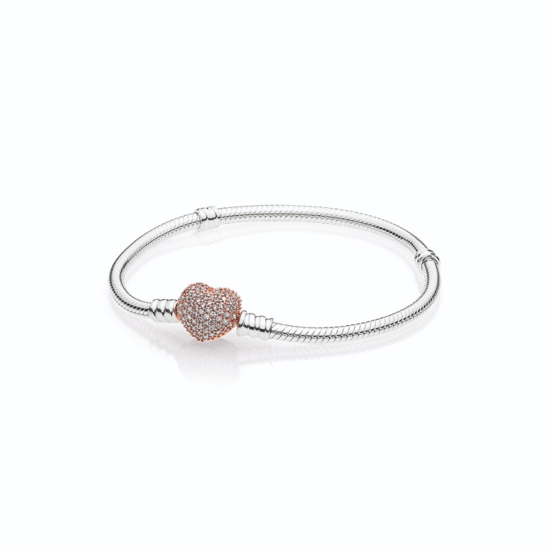 Sterling Silver Bracelet, PANDORA Rose&trade; Pavé Heart Clasp