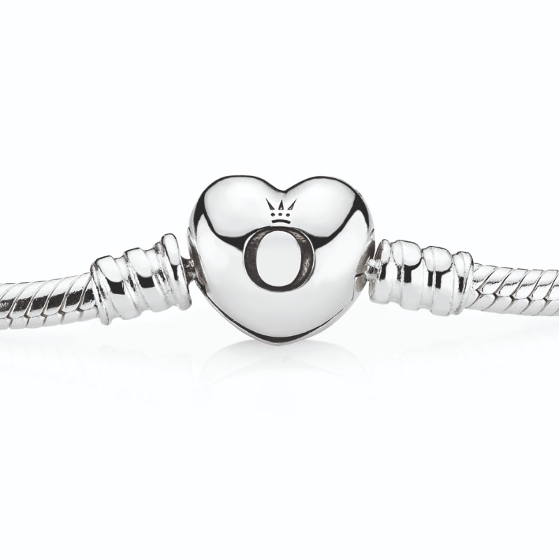 Silver Charm Bracelet with Heart Clasp