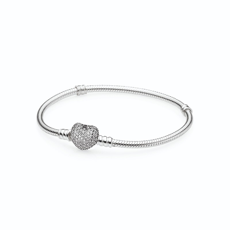 Pavé Heart Bracelet, Clear CZ