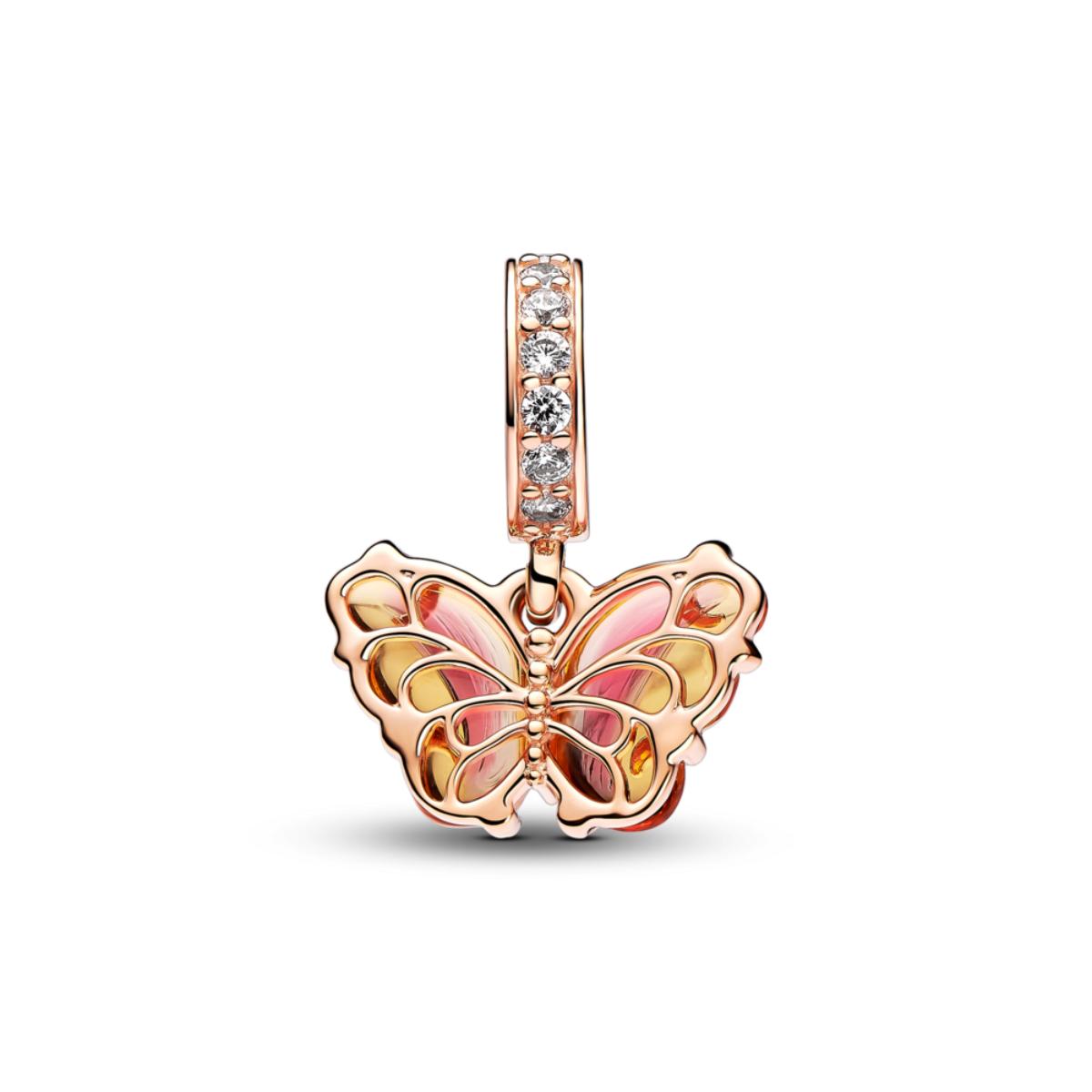 Pink & Yellow Murano Glass Butterfly ZC03 Charm