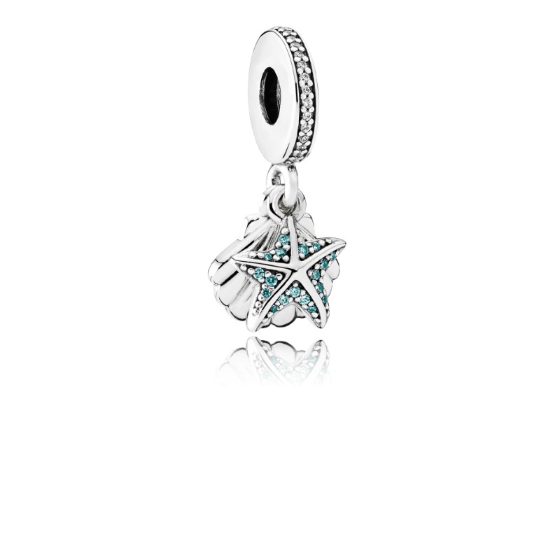 Tropical Starfish & Sea Shell, Frosty Mint & Clear CZ