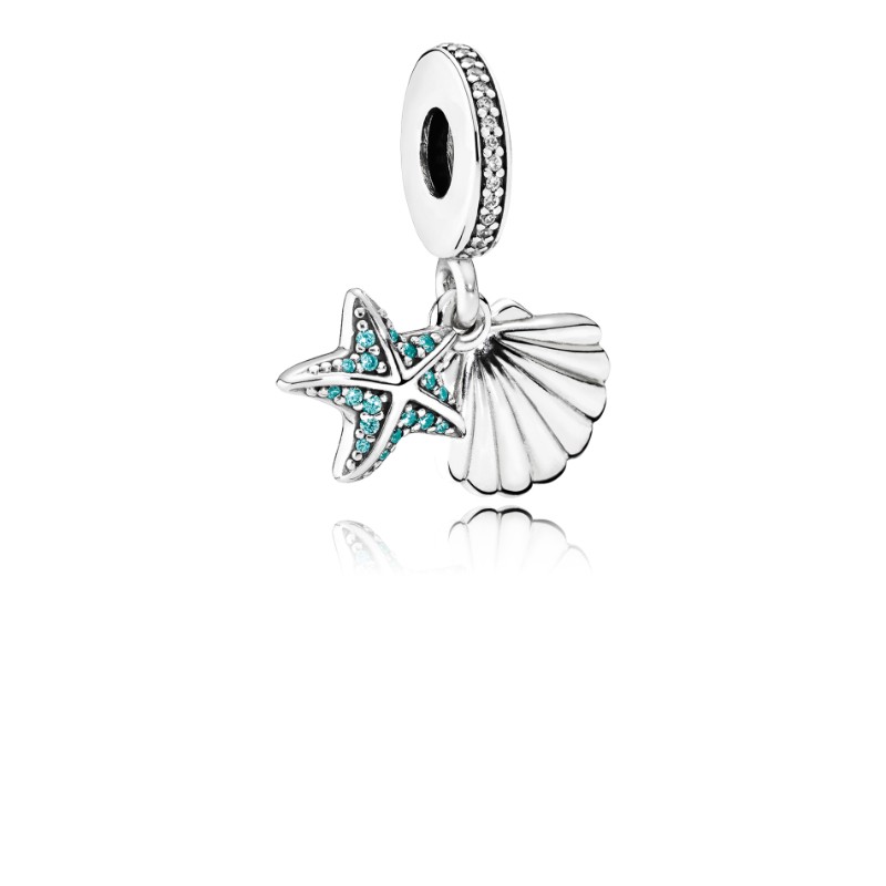 Tropical Starfish & Sea Shell, Frosty Mint & Clear CZ