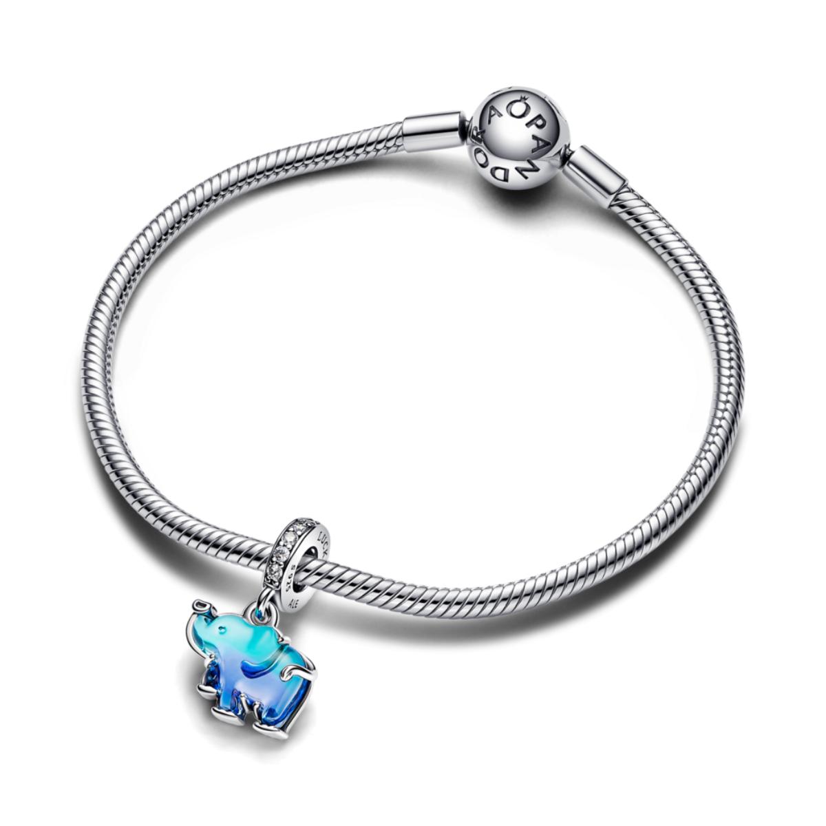 Blue Murano Glass Elephant ZC03 Charm