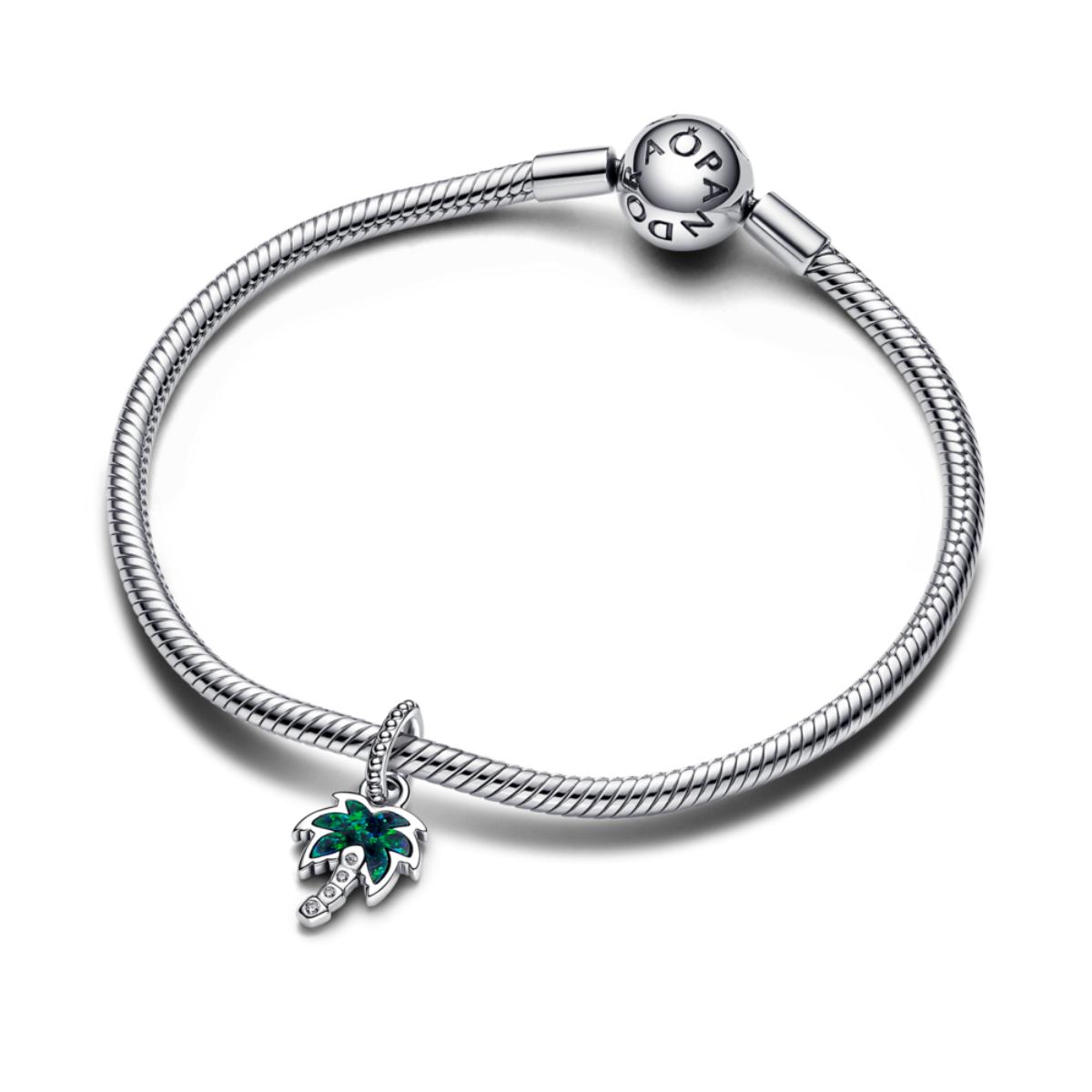 Opalescent Green Palm Tree ZC03 Charm